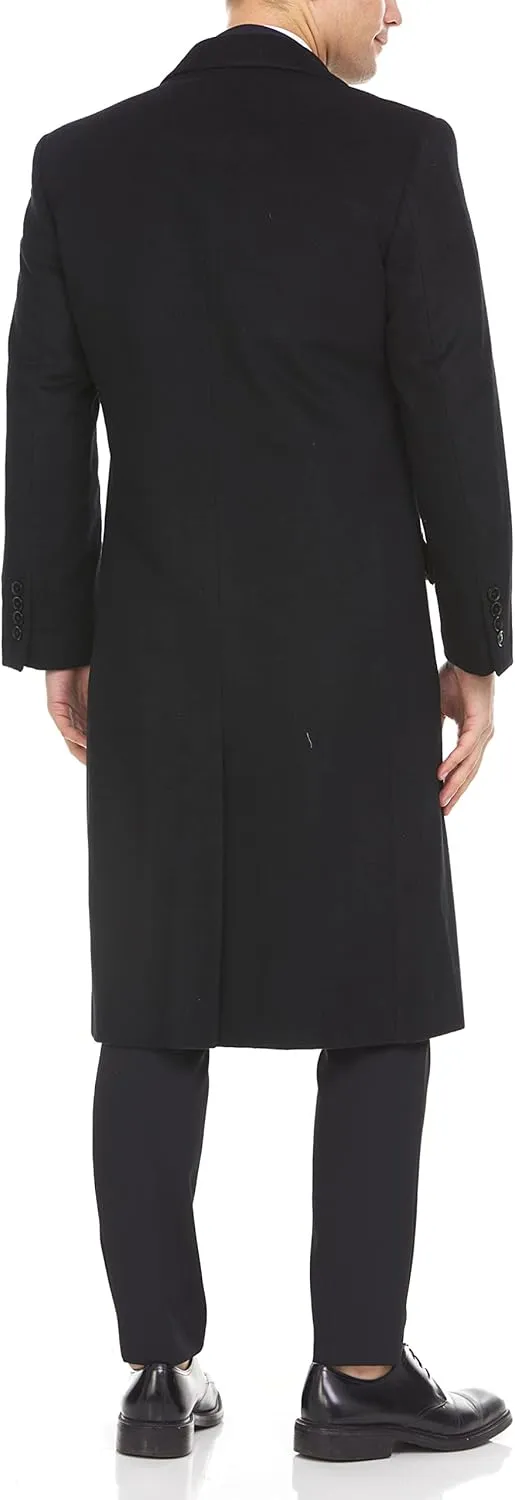 Adam Baker Men's Overcoat Single & Double Breasted Luxury Wool/Cashmere Full Length Topcoat