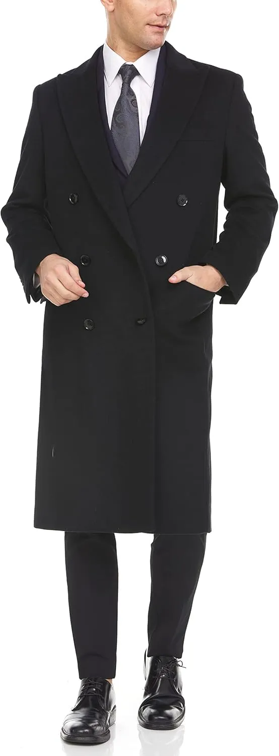 Adam Baker Men's Overcoat Single & Double Breasted Luxury Wool/Cashmere Full Length Topcoat