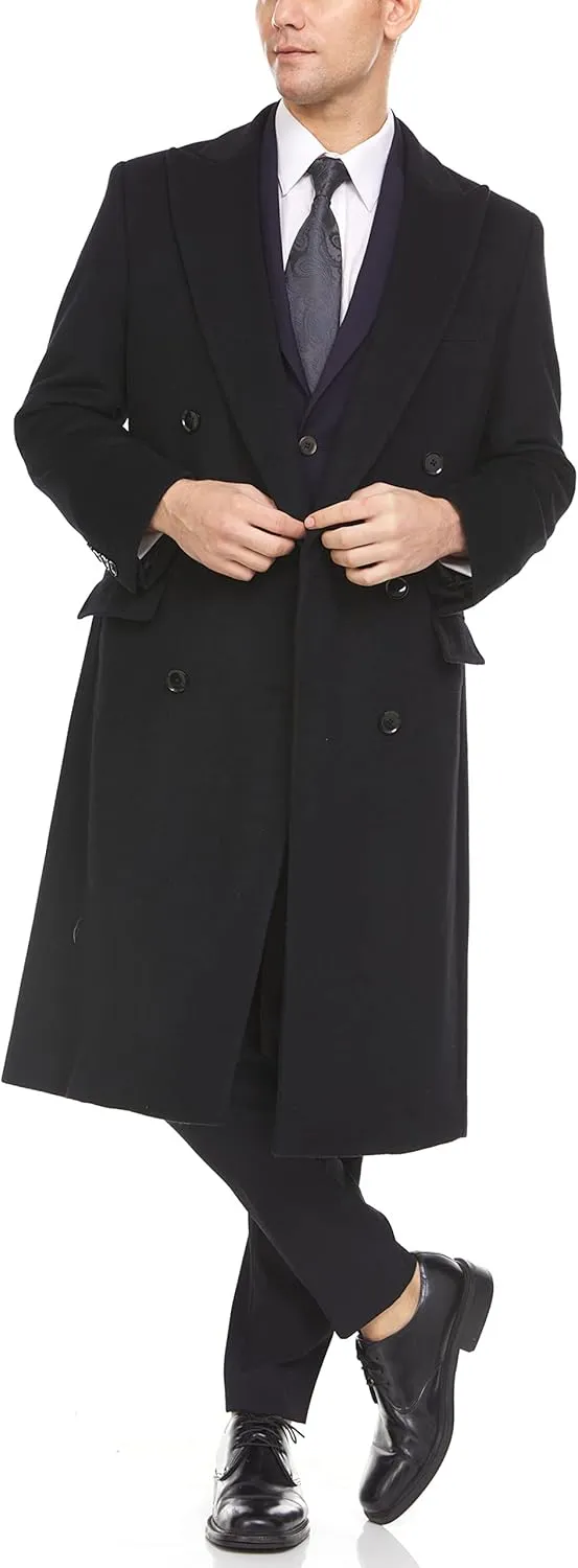 Adam Baker Men's Overcoat Single & Double Breasted Luxury Wool/Cashmere Full Length Topcoat