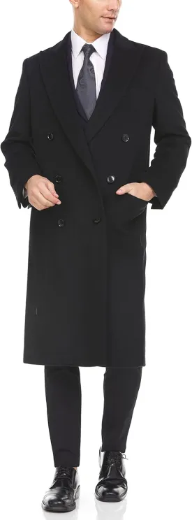 Adam Baker Men's Overcoat Single & Double Breasted Luxury Wool/Cashmere Full Length Topcoat