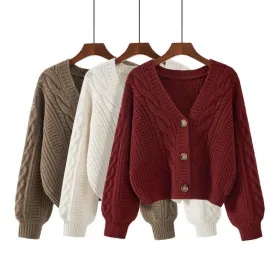 Aiertu y2k outfits Spring Korean Style Western Style Sweater Women's Retro Top Loose V-neck Short Knitted Cardigan Coat Fashion