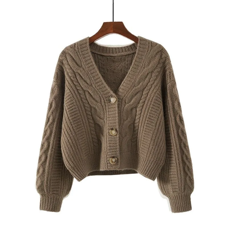 Aiertu y2k outfits Spring Korean Style Western Style Sweater Women's Retro Top Loose V-neck Short Knitted Cardigan Coat Fashion