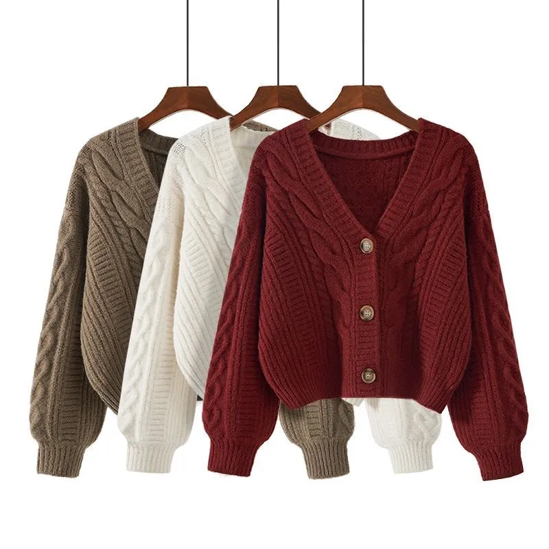 Aiertu y2k outfits Spring Korean Style Western Style Sweater Women's Retro Top Loose V-neck Short Knitted Cardigan Coat Fashion