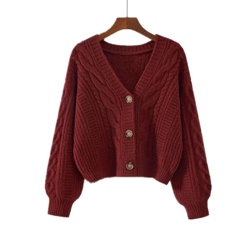 Aiertu y2k outfits Spring Korean Style Western Style Sweater Women's Retro Top Loose V-neck Short Knitted Cardigan Coat Fashion