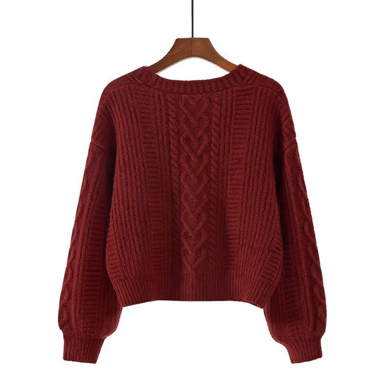 Aiertu y2k outfits Spring Korean Style Western Style Sweater Women's Retro Top Loose V-neck Short Knitted Cardigan Coat Fashion