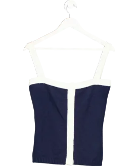 Cloeys Blue Cashmere Tank Top Navy & White UK XS