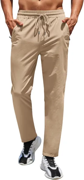COOFANDY Men's Hiking Pants Lightweight Athletic Pants Quick Dry Active Running Joggers with Zipper Pockets