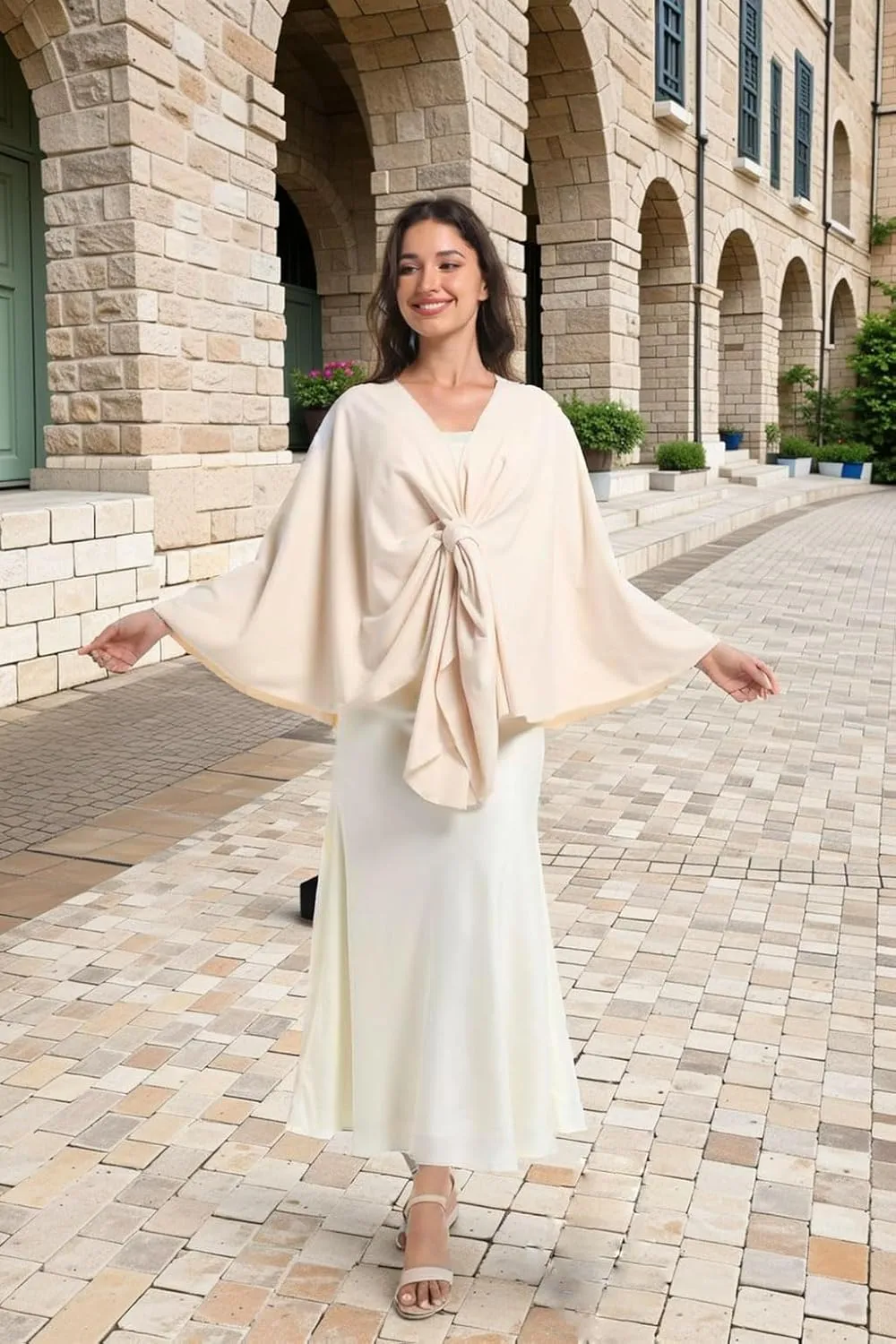 Elegant Shawl Wraps For Women, Warm Open Front Poncho, Cashmere Like Bat Sleeve Ladies Shawls For Winter, Autumn