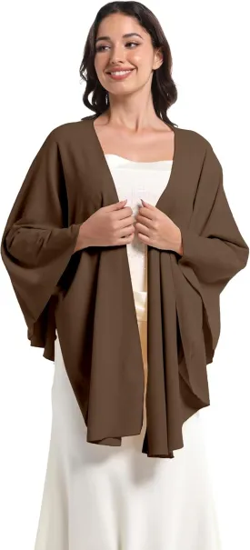 Elegant Shawl Wraps For Women, Warm Open Front Poncho, Cashmere Like Bat Sleeve Ladies Shawls For Winter, Autumn