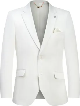 Elie Balleh Mens Solid Blazer and Sports Coat, Premium Stylish & Comfortable with Natural Stretch, Distinctive Design, White X-Large