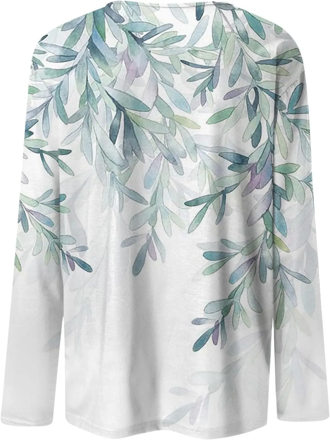 Fall Shirts for Women 2024 Dressy Casual Long Sleeve Crewneck Blouses Floral Print Tunic Tops Cotton Tshirt