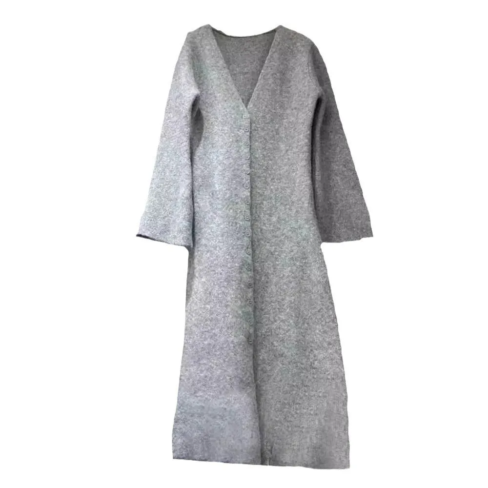 Fashionkova datenight fall outfits Fall/Winter 2024 French Style Long Waist Slimming Knitted Cardigan High-Grade Temperament Sweater Coat for Women