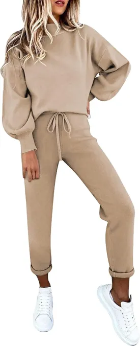 Fixmatti Women's 2 Piece Outfits Long Sleeve Pullover Sweatshirt Jogger Pants Sweatsuit