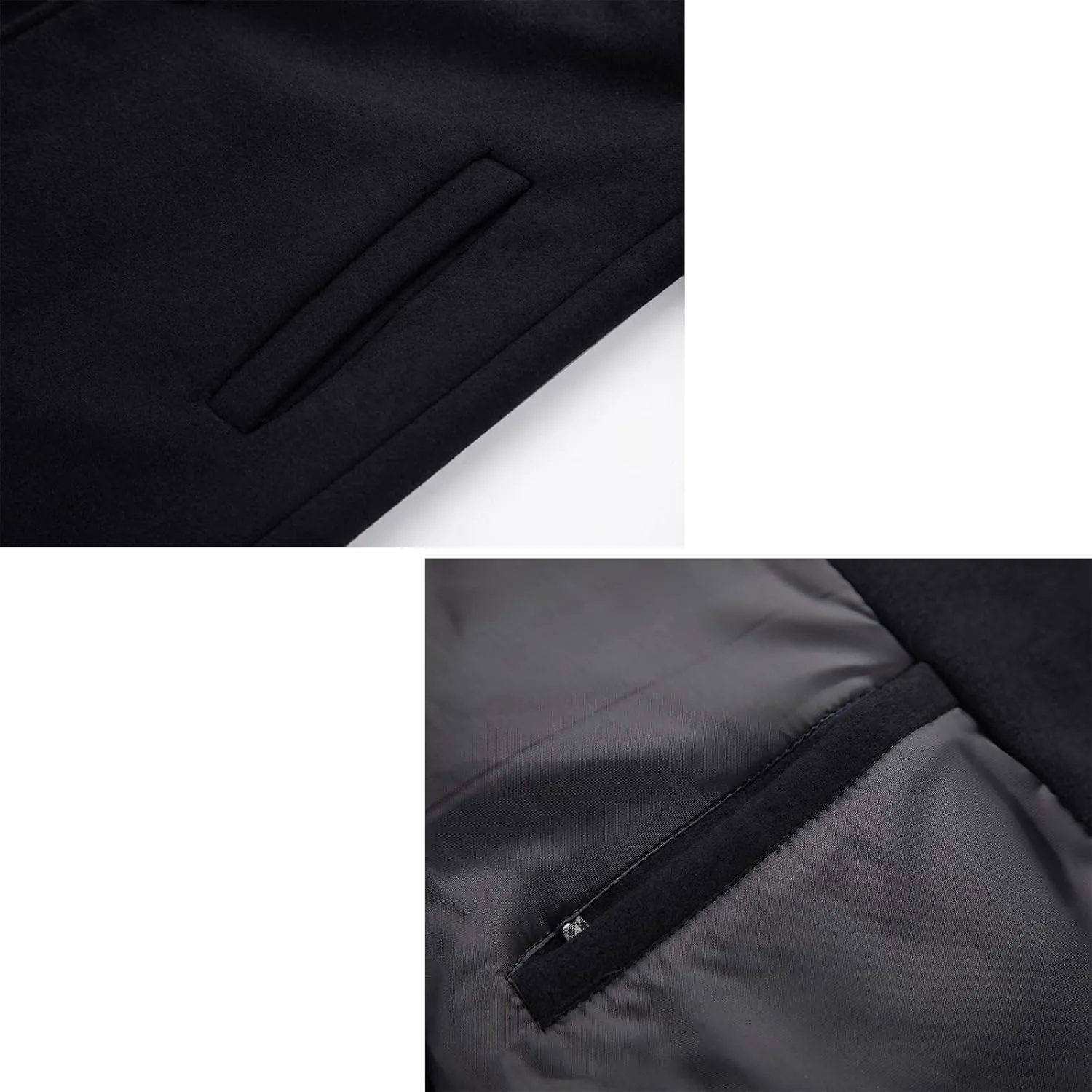 INVACHI Men's Wool Blend Long Trench Coat Notched Collar Single Breasted Overcoat Warm Winter Pea Coat