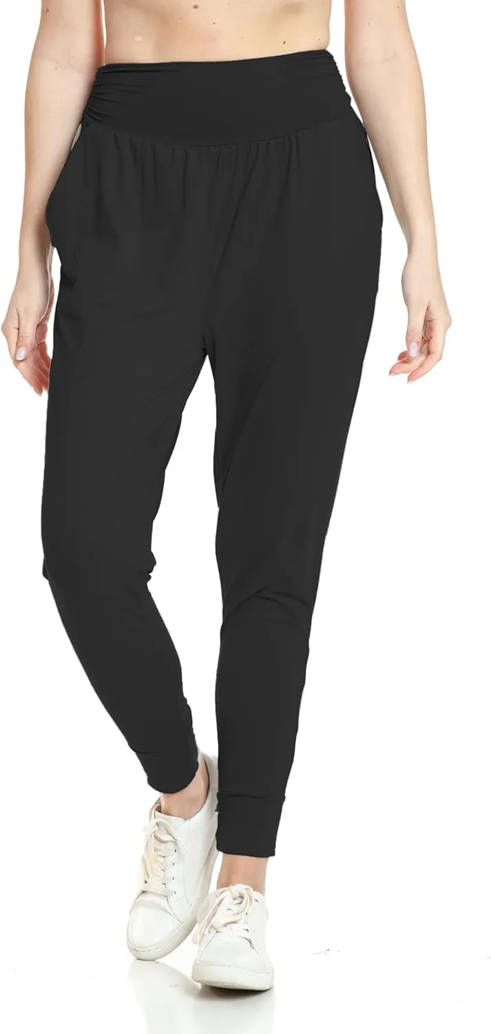 Leggings Depot Women's Yoga Joggers Pants Loose Fit Workout Harem Pants with Pockets