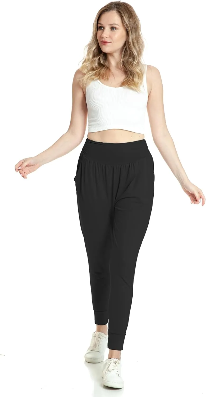 Leggings Depot Women's Yoga Joggers Pants Loose Fit Workout Harem Pants with Pockets