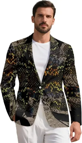 Mens Blazer Casual Linen Sport Coat Jacket for Men, 1 Buttons Long-Sleeved Blazer for Business, Wedding