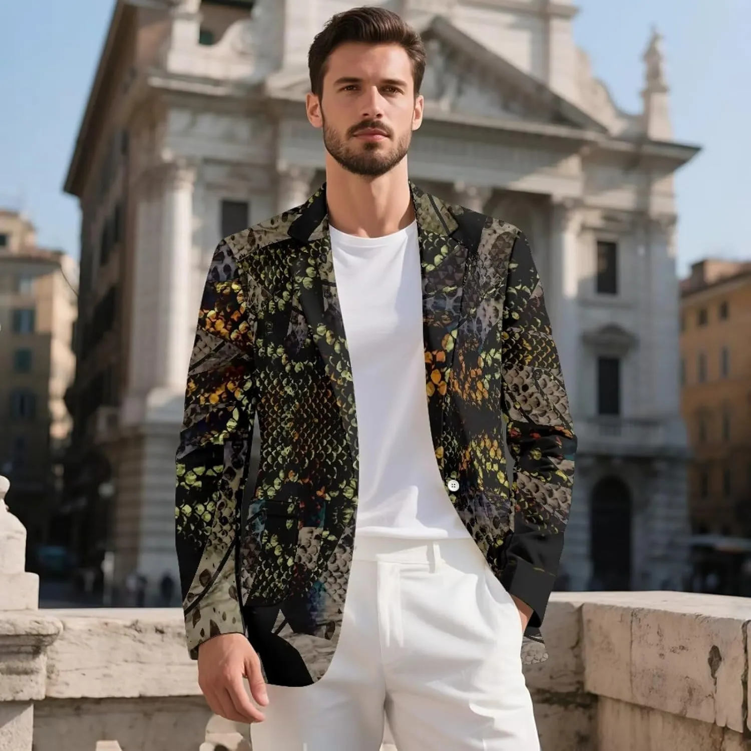 Mens Blazer Casual Linen Sport Coat Jacket for Men, 1 Buttons Long-Sleeved Blazer for Business, Wedding