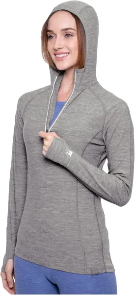 MERIWOOL Womens Base Layer Hoodie Lightweight Merino Wool Long Sleeve Thermal