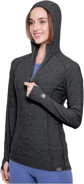 MERIWOOL Womens Base Layer Hoodie Lightweight Merino Wool Long Sleeve Thermal