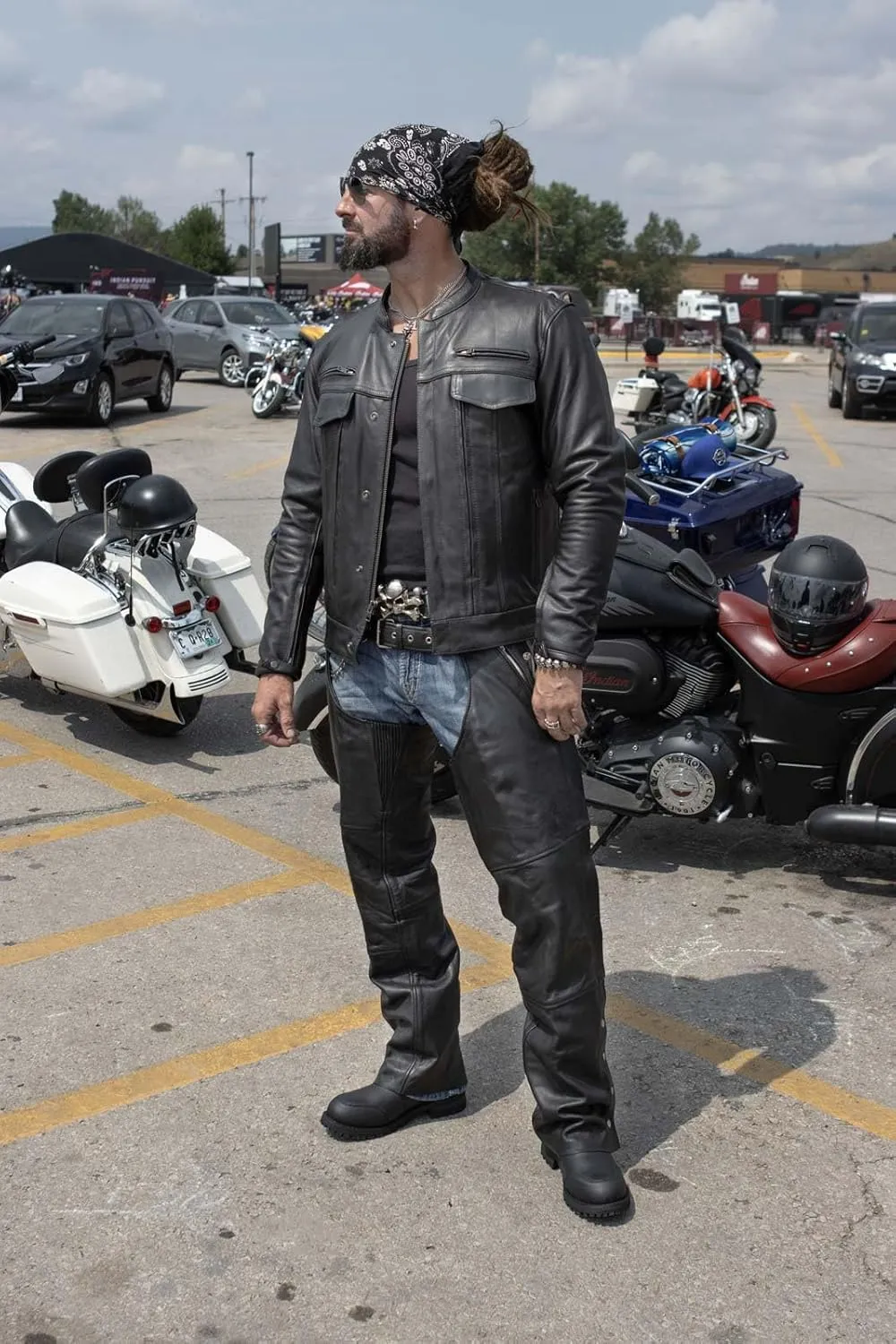 Milwaukee Leather MLM1506 Men's Black Premium Leather Motorcycle Jacket w/Utility Pockets Cool-Tec Leather Treatement
