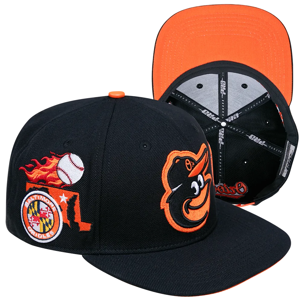 MLB BALTIMORE ORIOLES HOMETOWN WOOL UNISEX SNAPBACK HAT (BLACK)