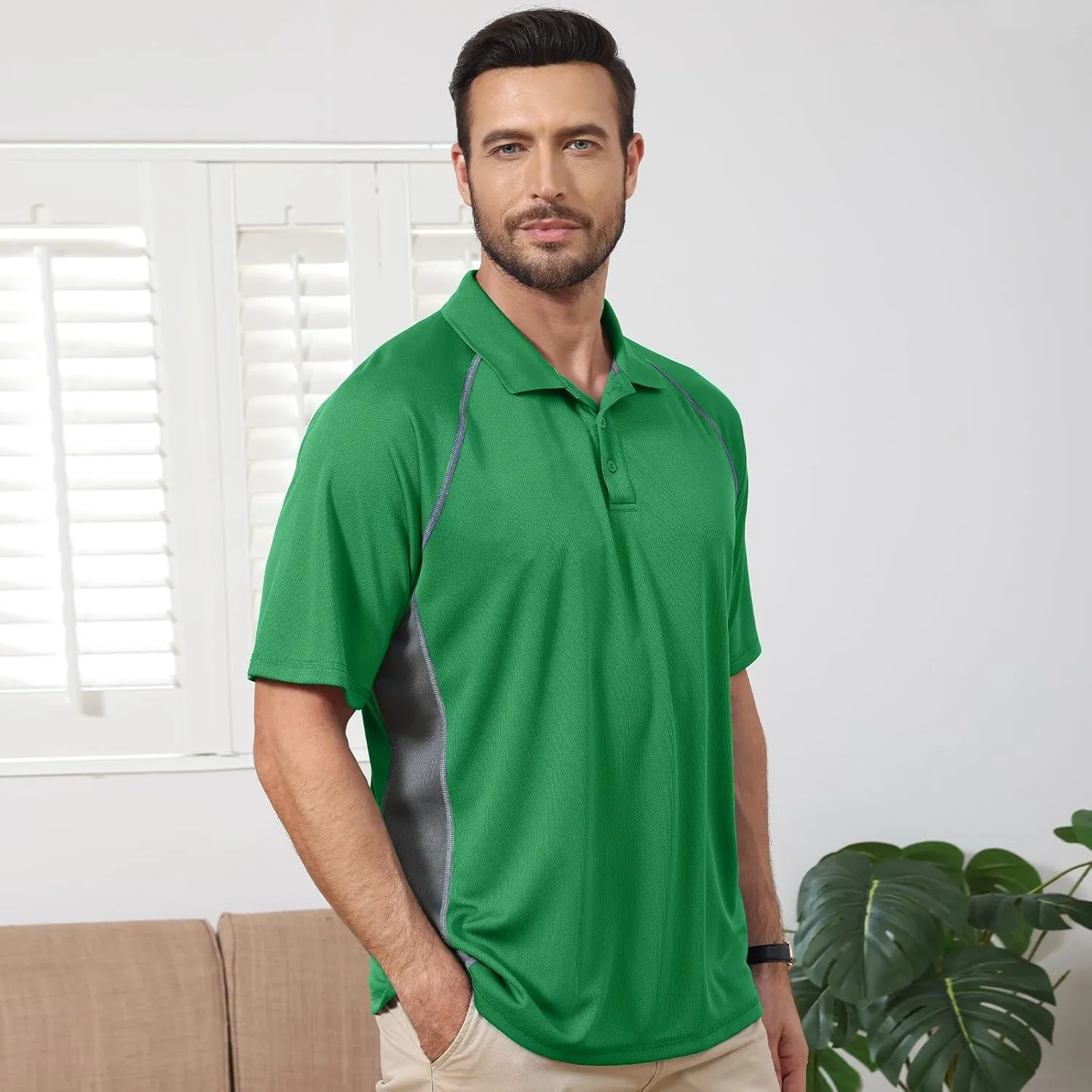 TIHEEN Golf Shirts for Men,Short Sleeve Moisture Wicking Proformance Big & Tall Polo Shirts