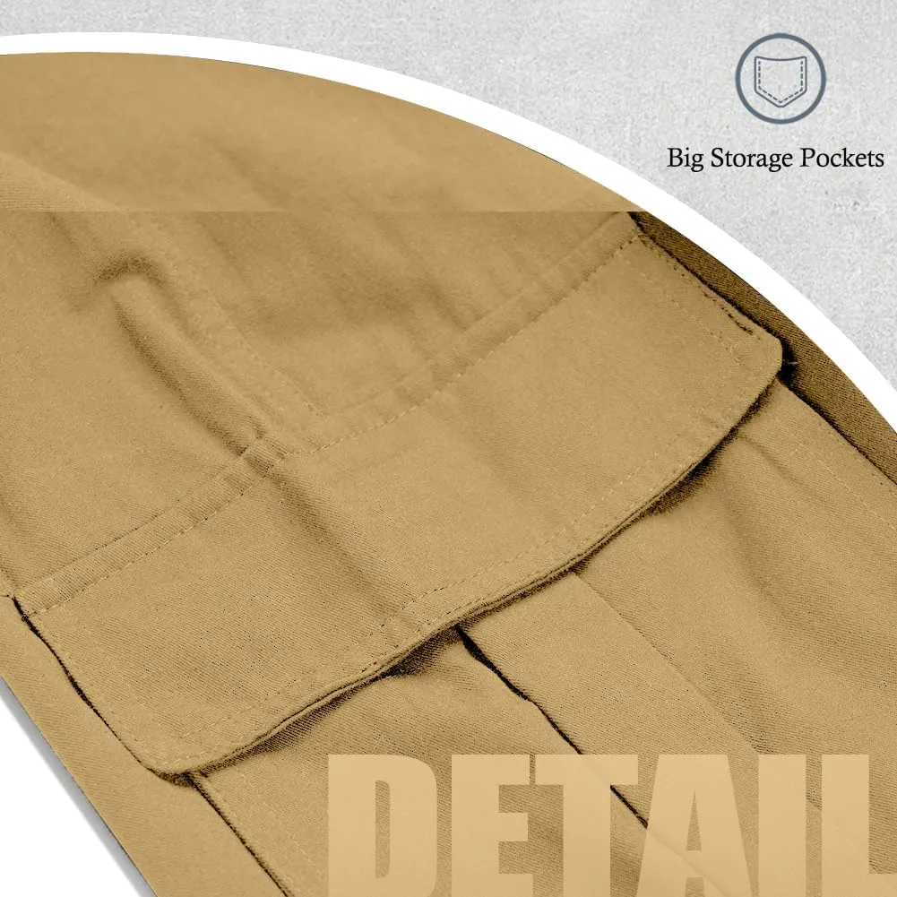 TOLOER Men's Cotton Cargo Pant Outdoor Sport Pants Multi-Pocket Casual Loose Fit