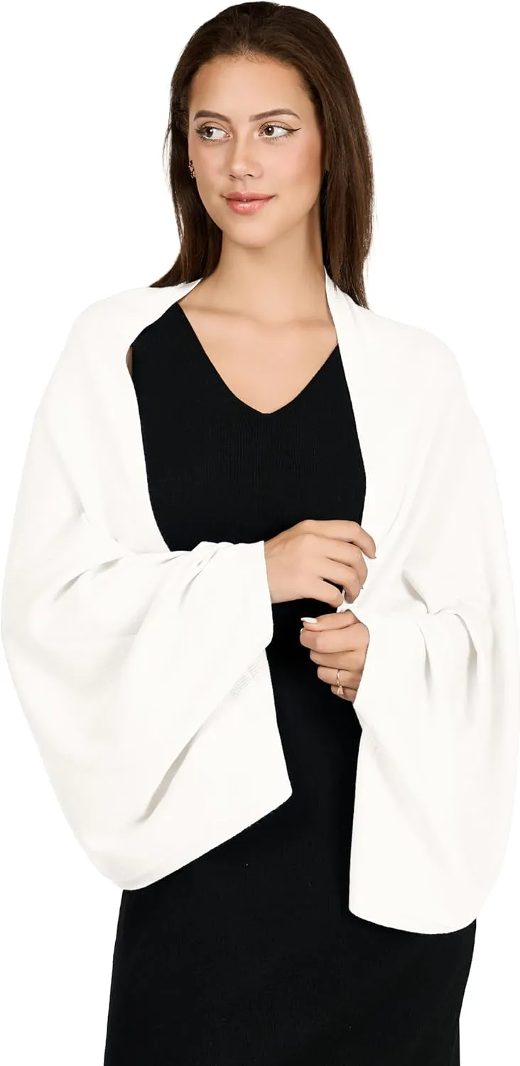 VENVSBEE Shawl Wraps For Women Soft Cashmere Feel Wrap Sweater Knitted Shawl Scarf With Sleeves