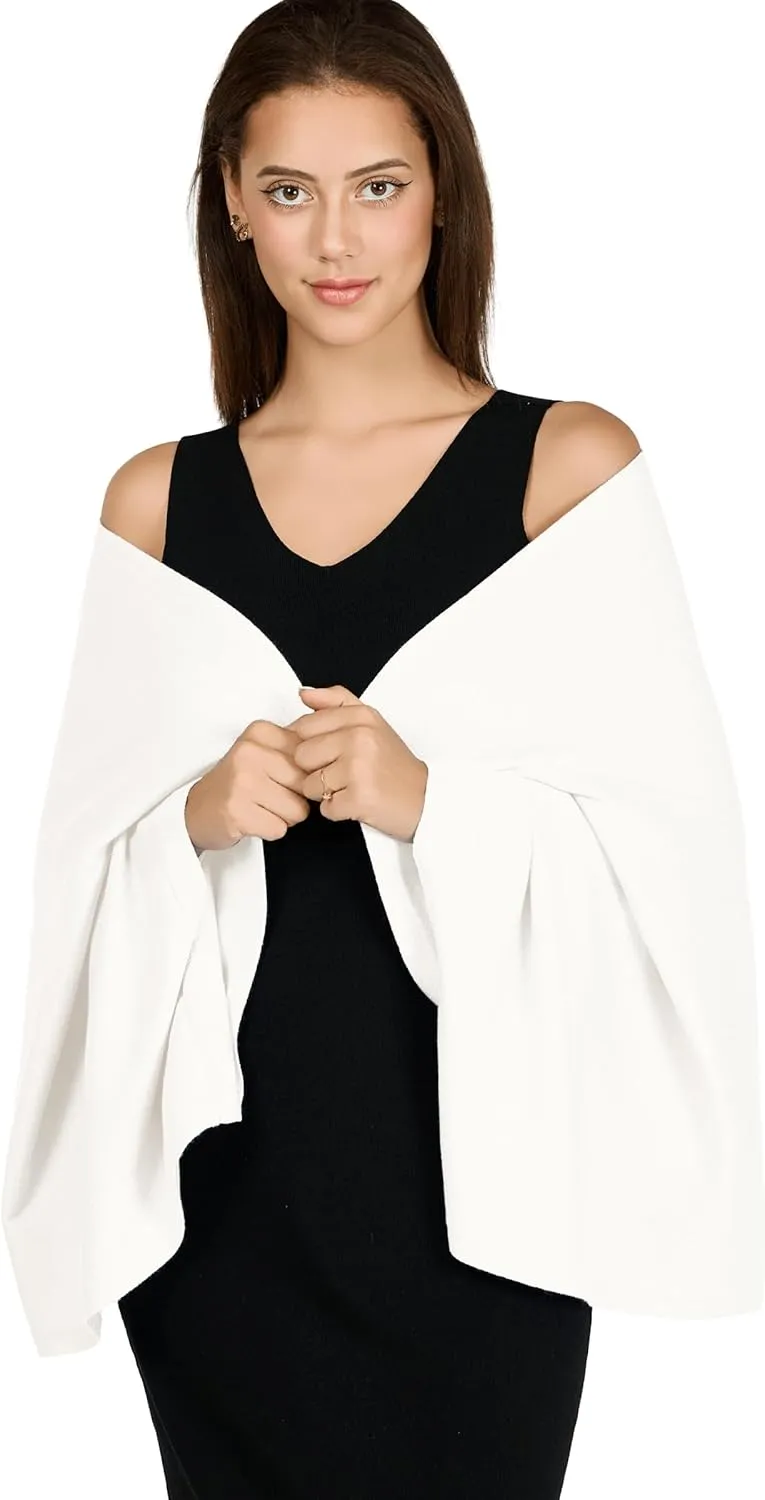 VENVSBEE Shawl Wraps For Women Soft Cashmere Feel Wrap Sweater Knitted Shawl Scarf With Sleeves