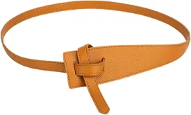 Women Fashion Knot Belt for Dress Jeans Leather Tie Waist Belt No Buckle Cinch Belt Women Leather Belts Vintage Irregular Waist Belt for Dresses Tie Knot Waistband Belt camel