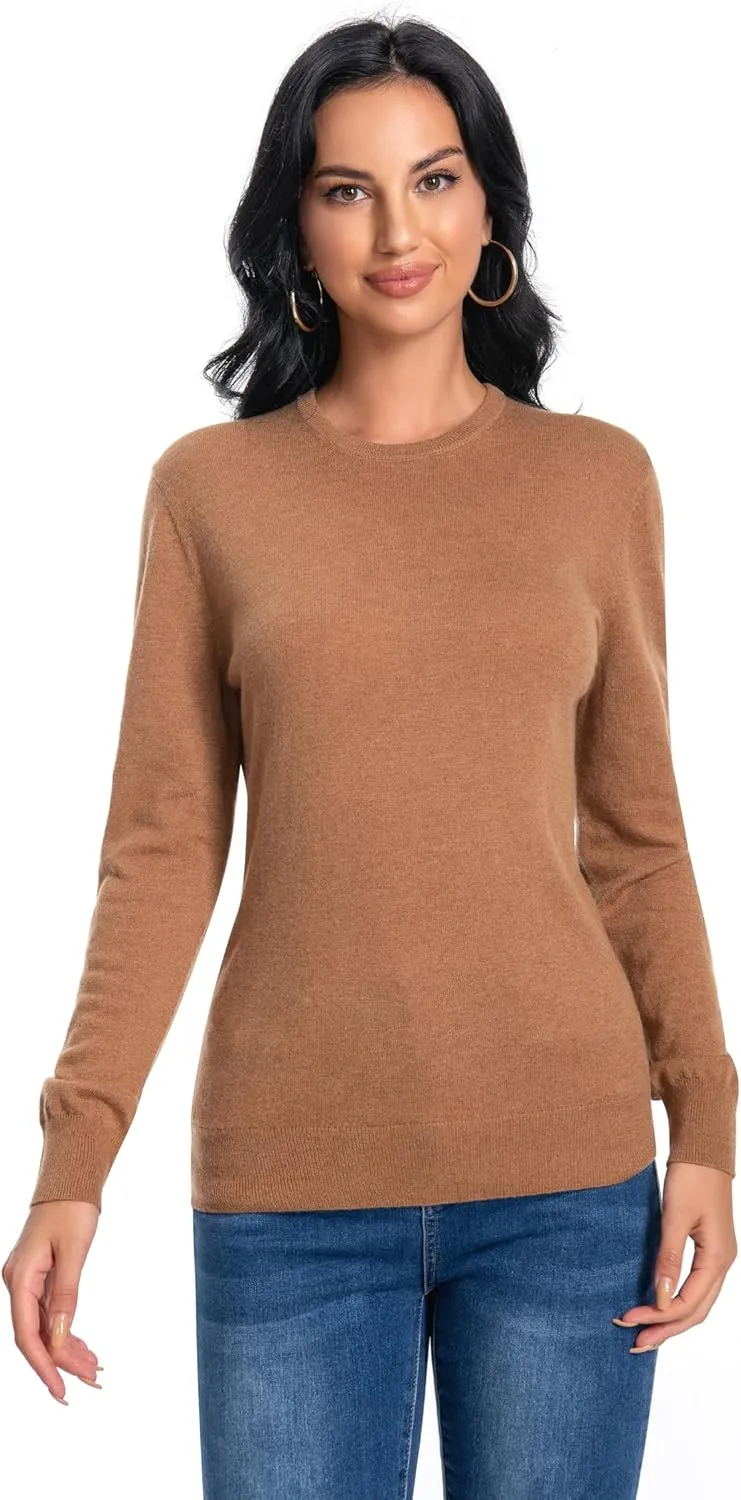 Women's 100% Pure Cashmere Long Sleeve Crew Neck Sweater