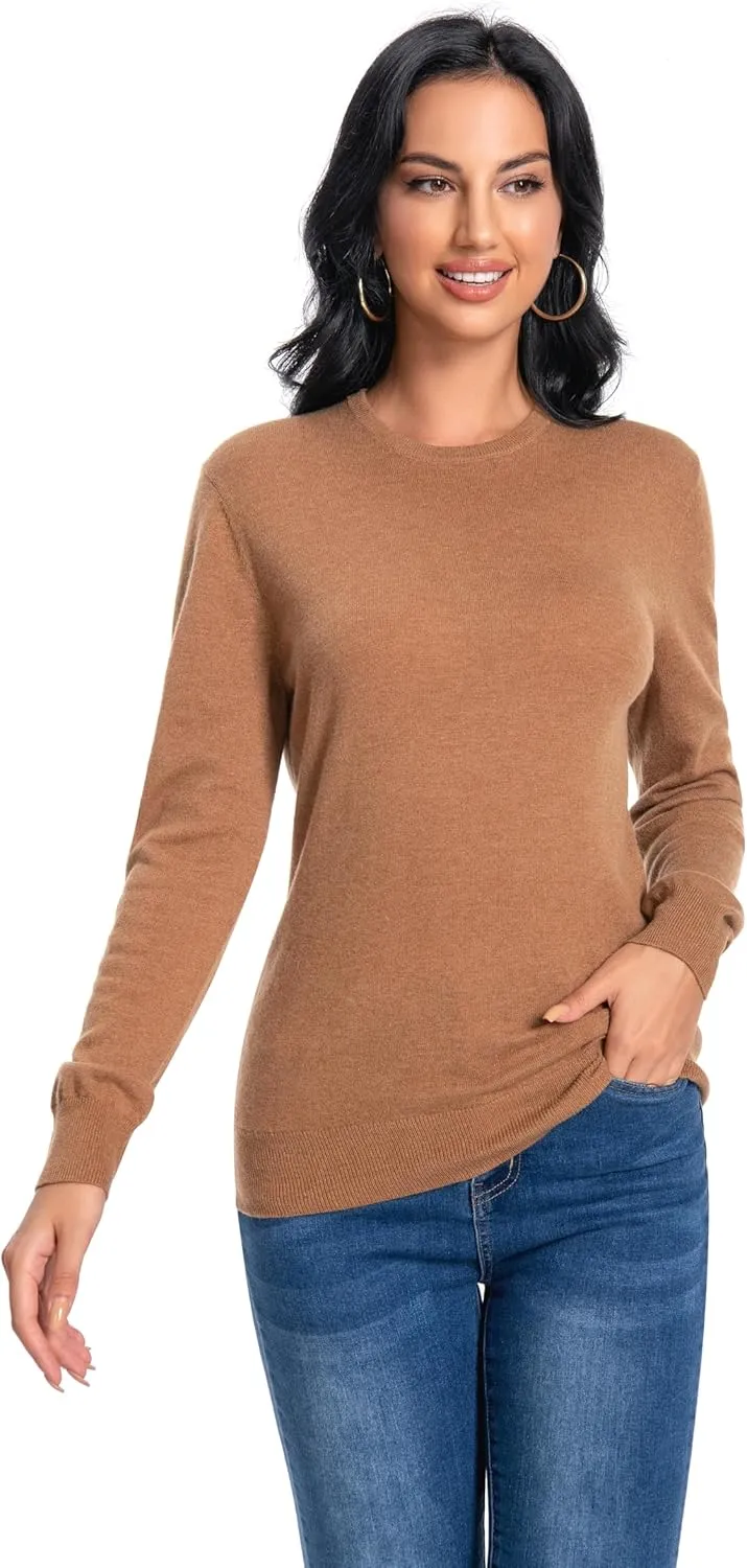 Women's 100% Pure Cashmere Long Sleeve Crew Neck Sweater