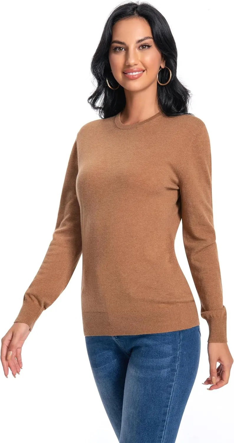 Women's 100% Pure Cashmere Long Sleeve Crew Neck Sweater