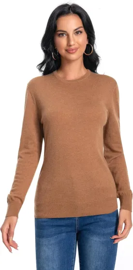 Women's 100% Pure Cashmere Long Sleeve Crew Neck Sweater
