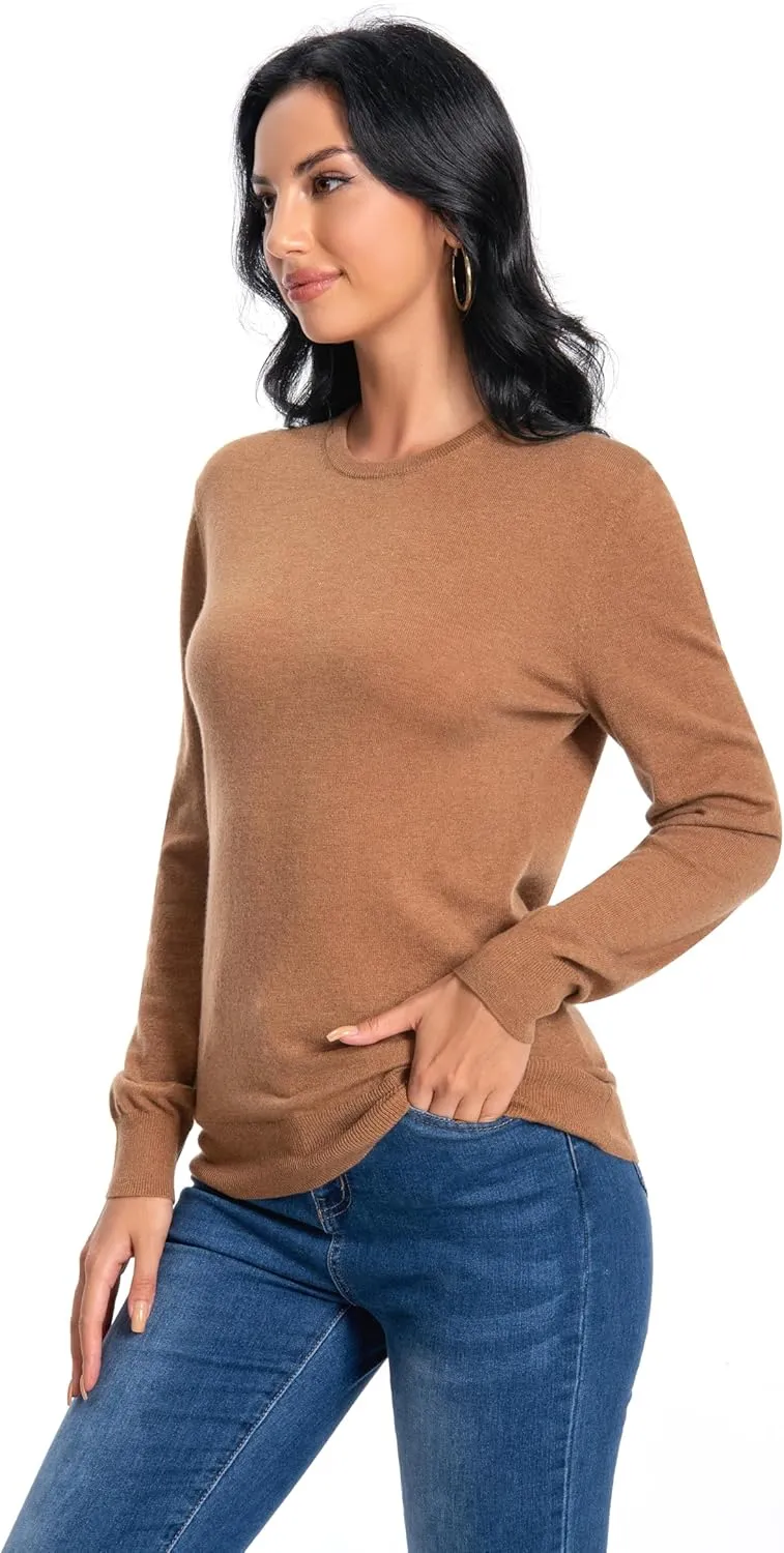 Women's 100% Pure Cashmere Long Sleeve Crew Neck Sweater