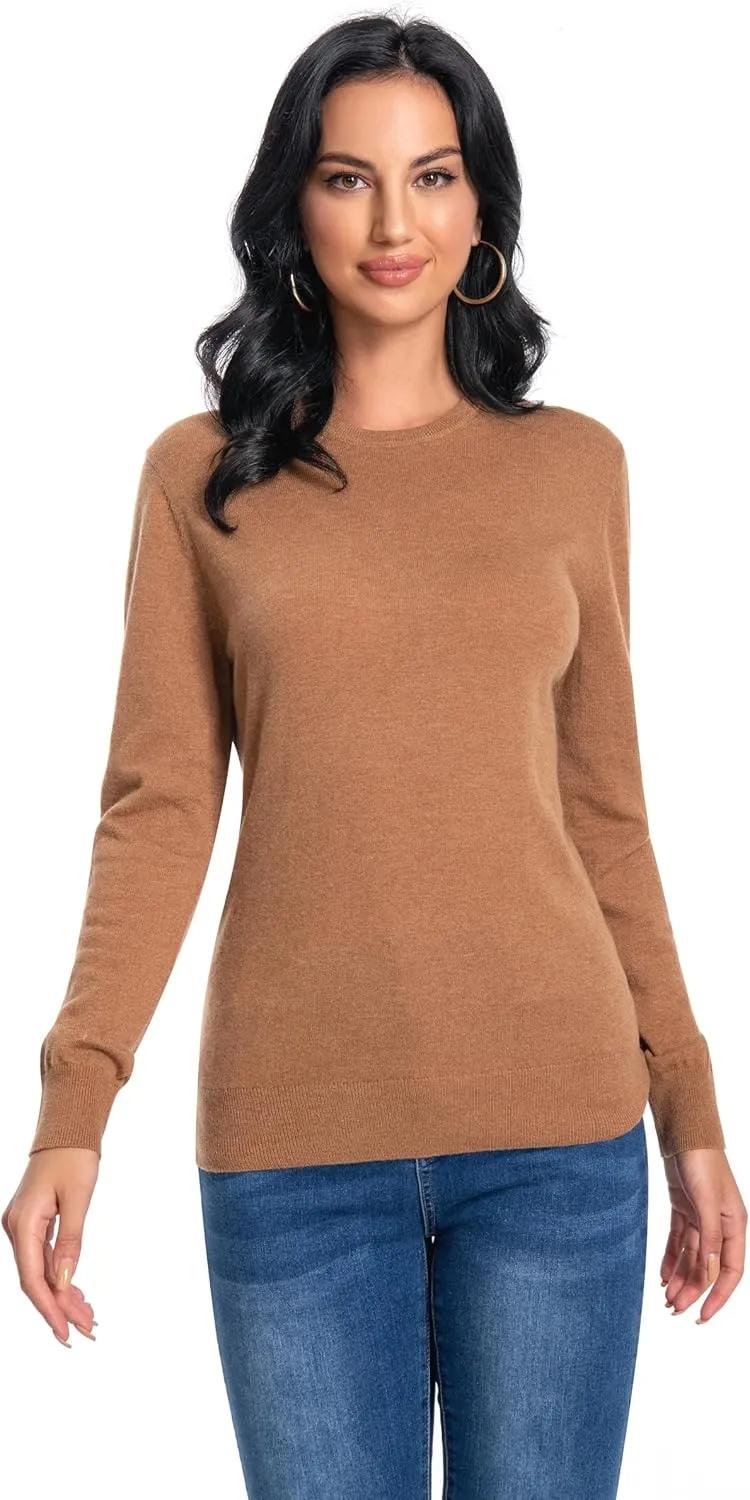 Women's 100% Pure Cashmere Long Sleeve Crew Neck Sweater