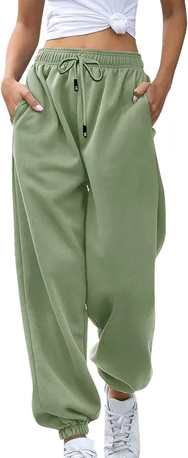 Womens Casual Joggers Cotton Sweatpants,Women Solid Color Trendy Athletic Pants,High Waisted Cute Sport Clothes